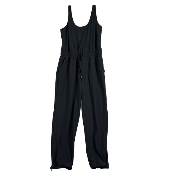 Abercrombie & Fitch Pants - Abercrombie & Fitch Jumpsuit Womens L Black Smocked Waist Bungee Hem Athleisure